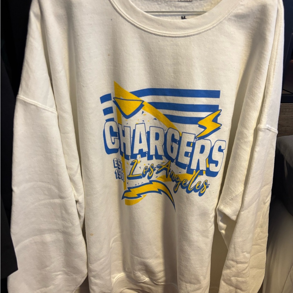 Junk Food Clothing Cream and Blue Crewneck Sweater